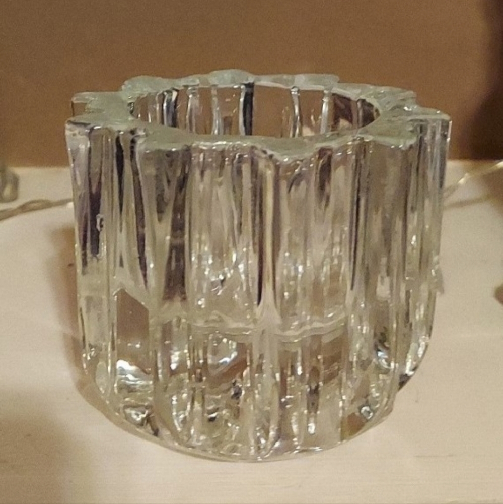 1980s Avon Crystal Dual Pinwheel Votive Candle Holder -  Like New Display!